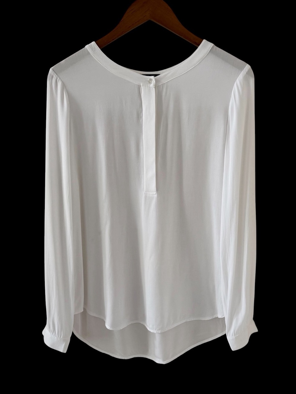 Theory White Long Sleeve Henley Mavis Blouse Size Small
